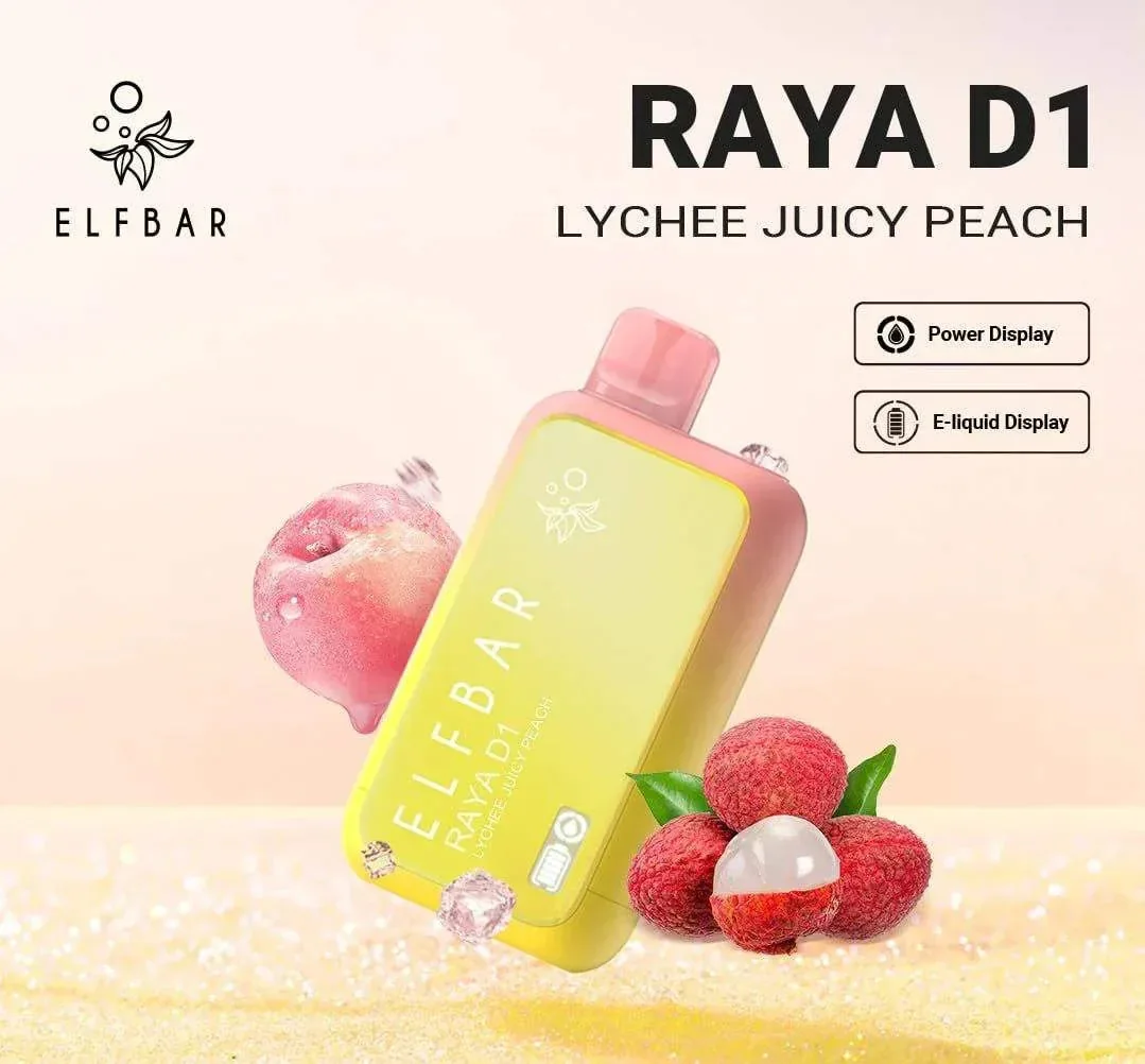Elf Bar Raya D1 – Lychee Juicy Peach by Elf Bar at Vape Shop Ahmedabad
