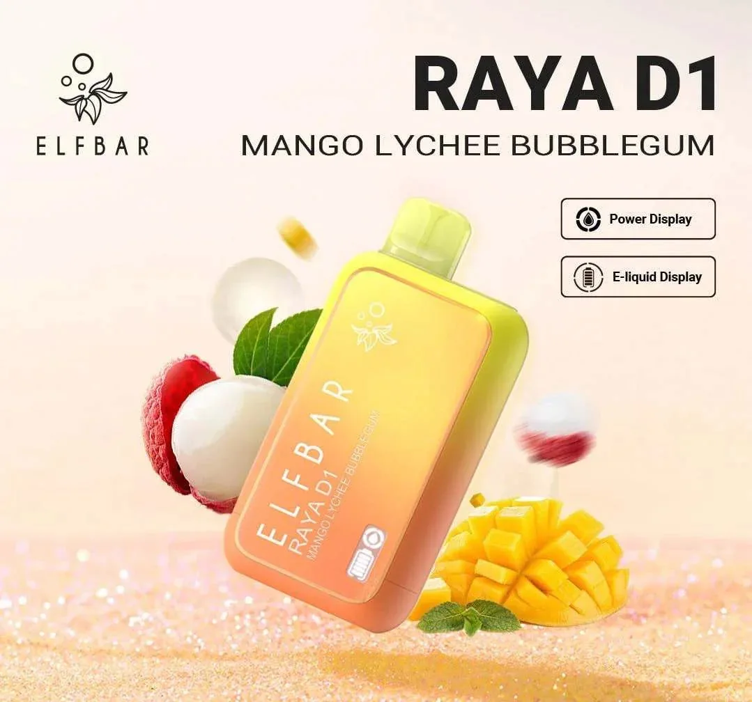 Elf Bar Raya D1 – Mango Lychee Bubblegum by Elf Bar at Vape Shop Ahmedabad
