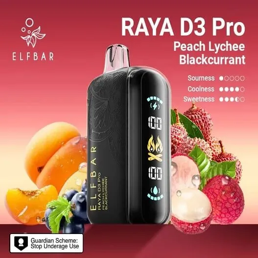 Elf Bar Raya D3 Pro 30 K – Peach Lychee Blackcurrant 30000 Puffs by Elf Bar at Vape Shop Ahmedabad