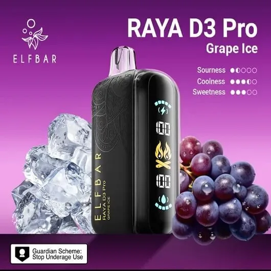 Elf Bar Raya D3 Pro -30k Grape Ice 30000 Puffs by Elf Bar at Vape Shop Ahmedabad
