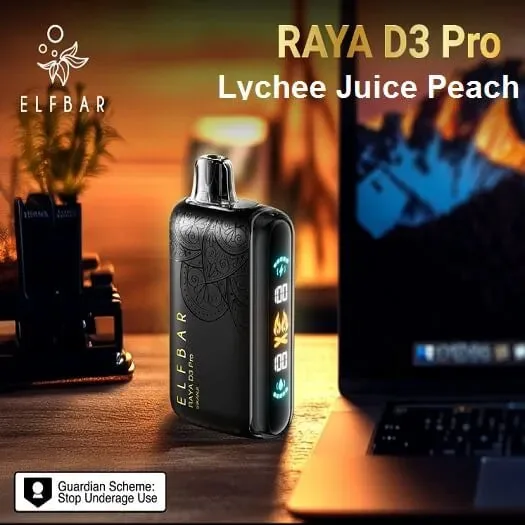 Elf Bar Raya D3 Pro 30K – Lychee Juicy Peach 30000 Puffs by Elf Bar at Vape Shop Ahmedabad